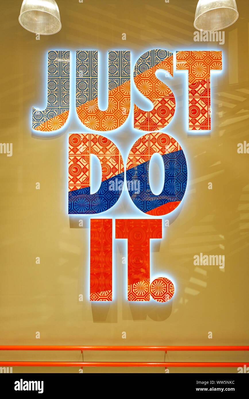 SINGAPORE - CIRCA APRIL, 2019: slogan "Just Do It" at Nike store in Jewel  Changi Airport Stock Photo - Alamy
