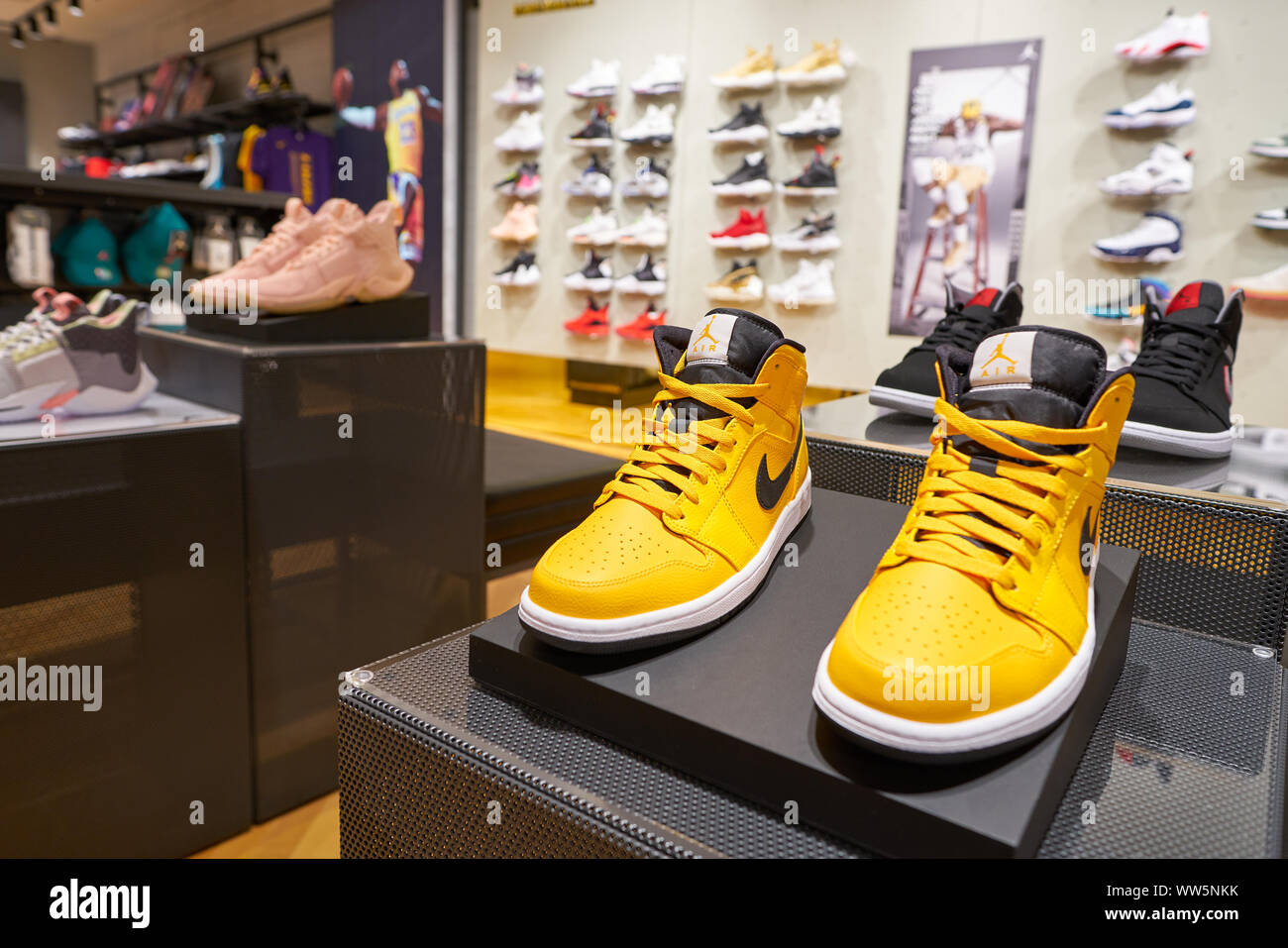 SINGAPORE - CIRCA APRIL, 2019: close up shot of Nike footwear at a store in  Jewel Changi Airport Stock Photo - Alamy