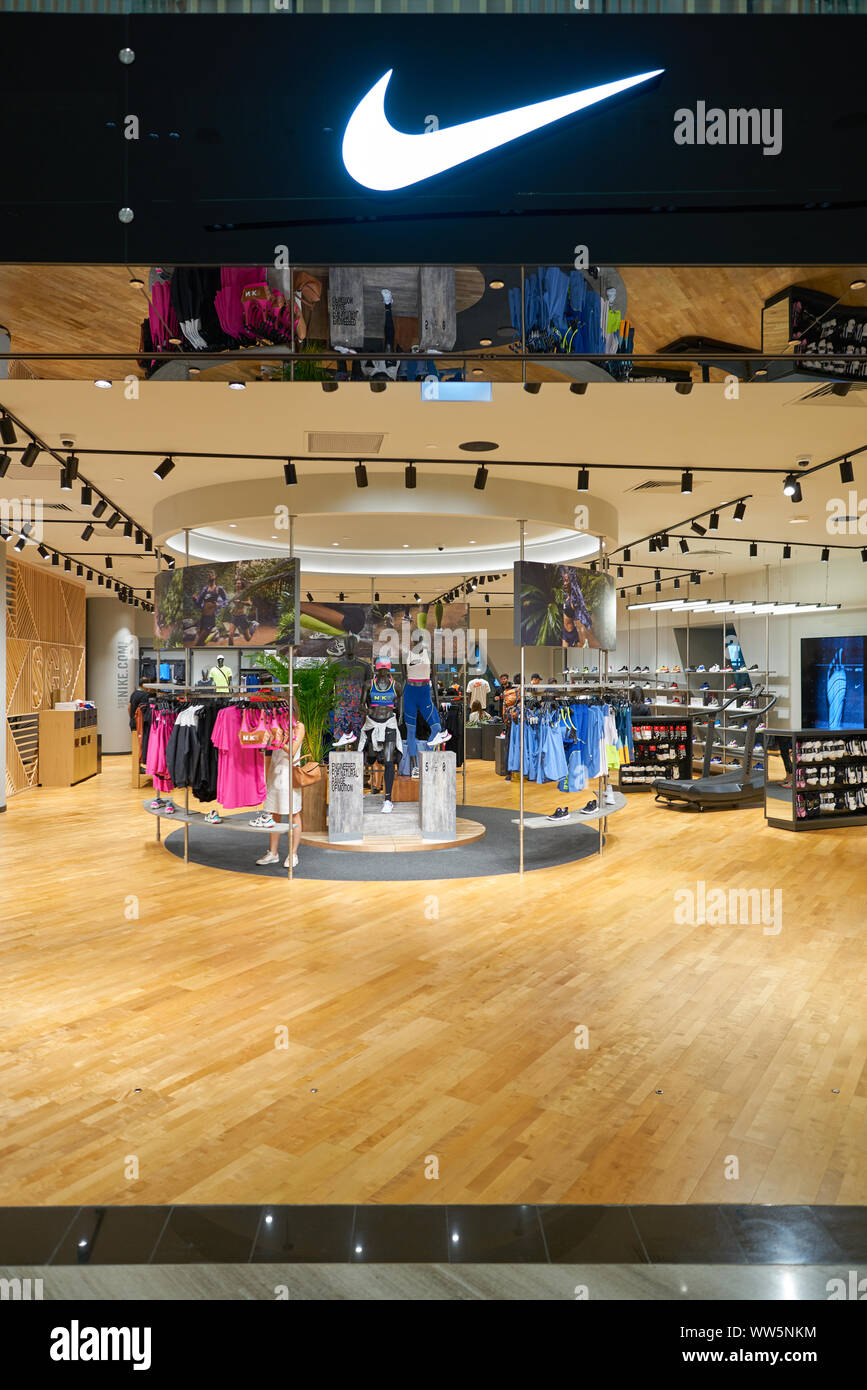 SINGAPORE - CIRCA APRIL, 2019: Nike brandname over entrance to a store at  Jewel Changi Airport Stock Photo - Alamy