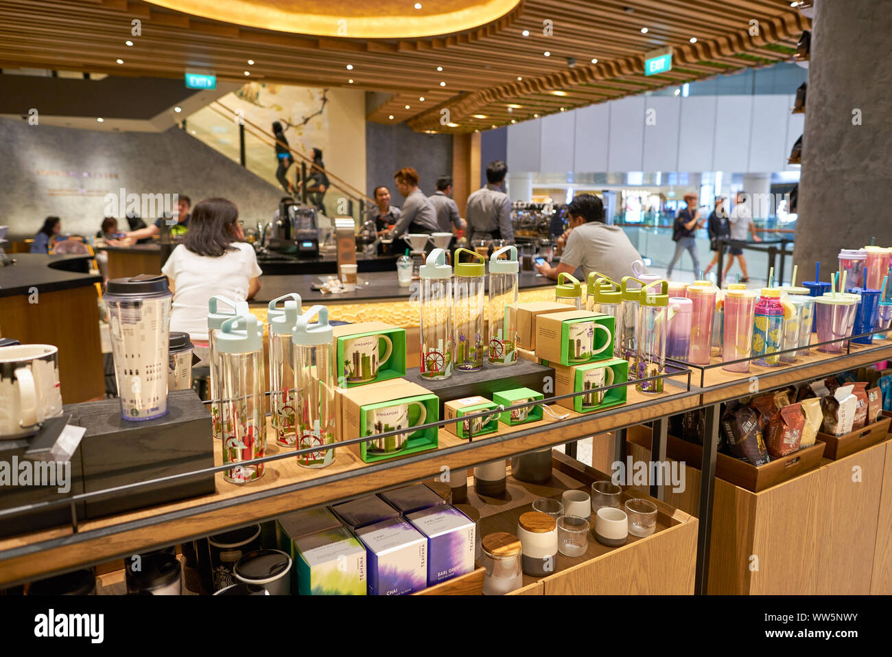 Singapore Circa April 19 Interior Shot Of Starbucks Flagship Store At Jewel Changi Airport Stock Photo Alamy