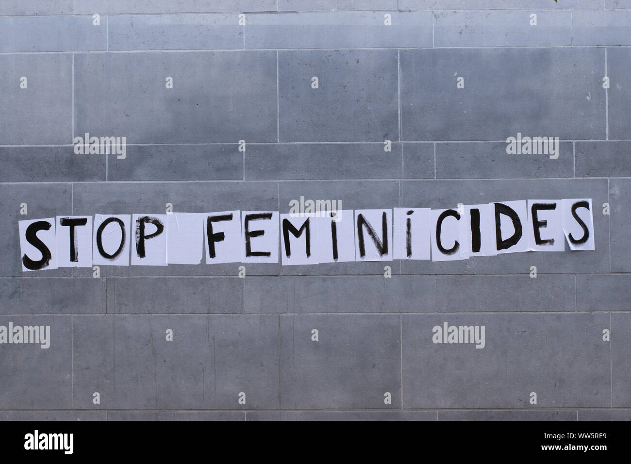 Protest against gender-based violence, 'Stop Femicides', Brussels Belgium September 2019 Stock Photo