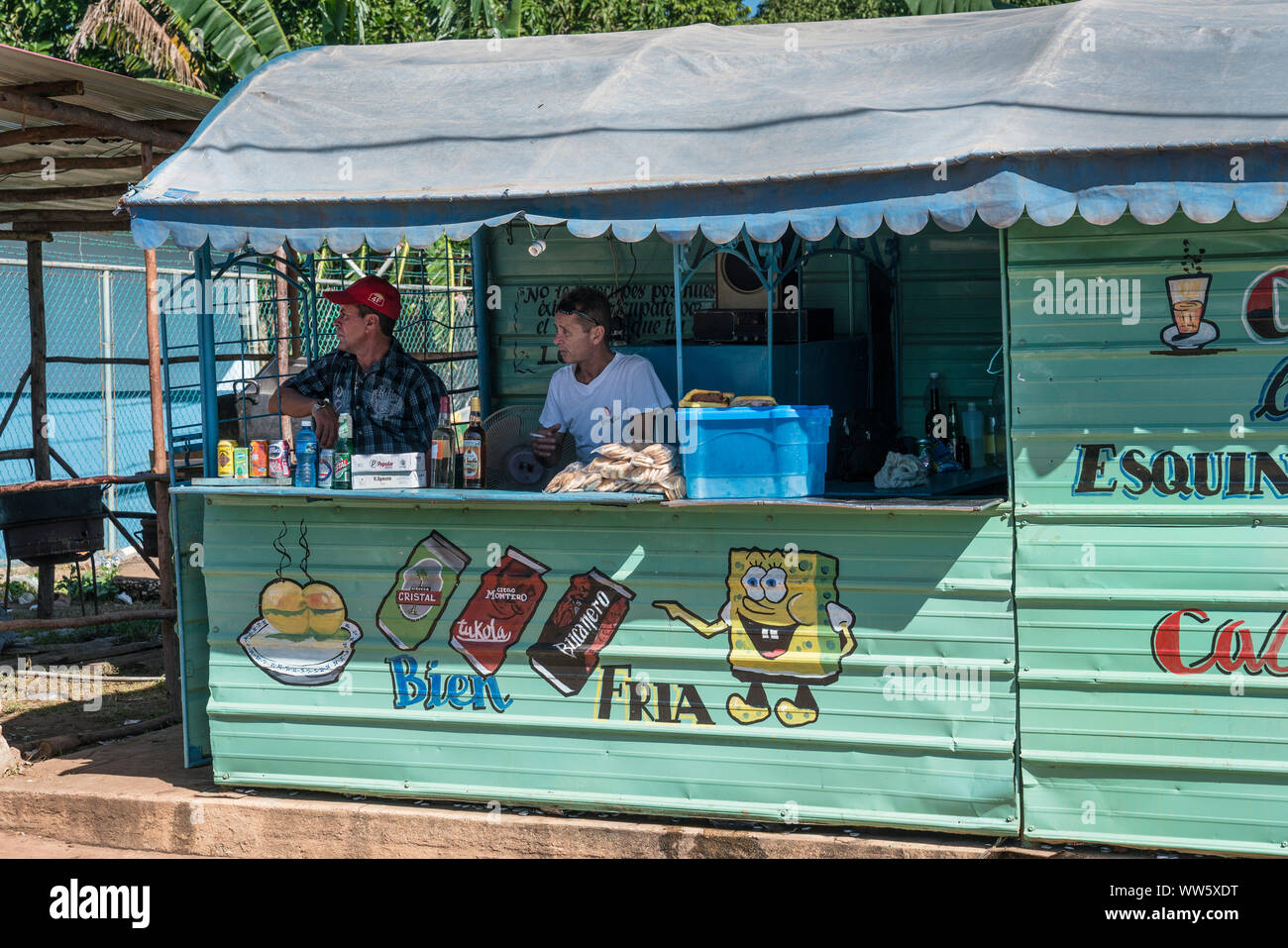 Kiosk with refreshments and snacks on the way to Trinidad, Cuba Stock Photo