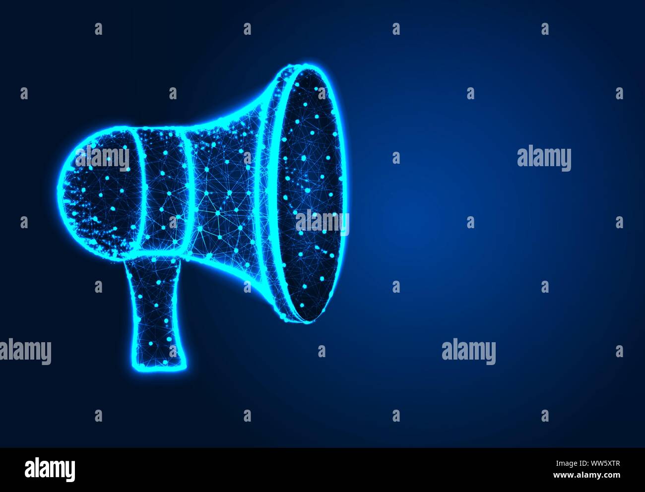 megaphone , Abstract Low poly Designs, from line and dot wireframe, Vector Illustration Stock Vector