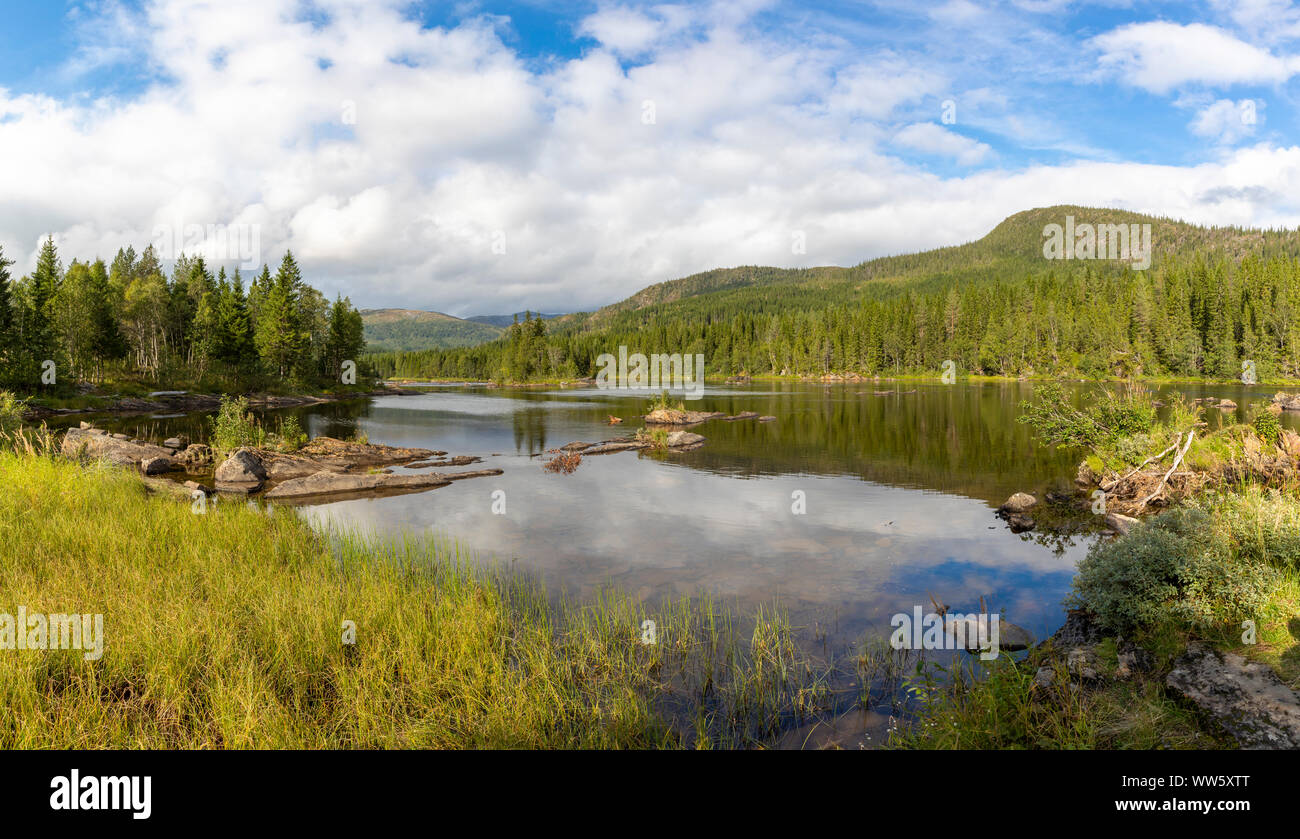 Panorama nature scenery  in Namsskogan,Trondelag,Norway Stock Photo