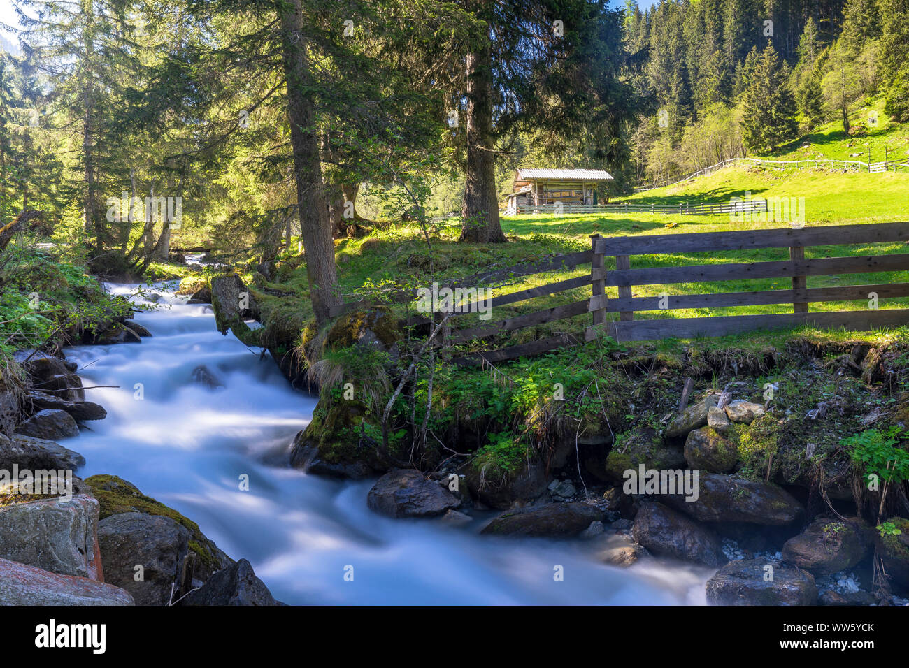 Austria, Tyrol, Grinzens, Senderstal, Sendersbach in the Senderstal on the way to the Kemater alp Stock Photo