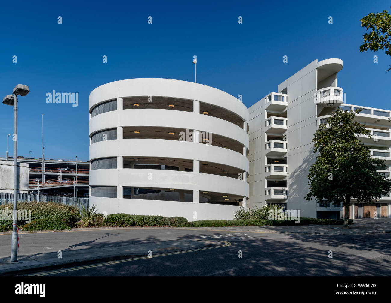Ocean Car Park, Southampton. The left hand volume is a spiral ramp for