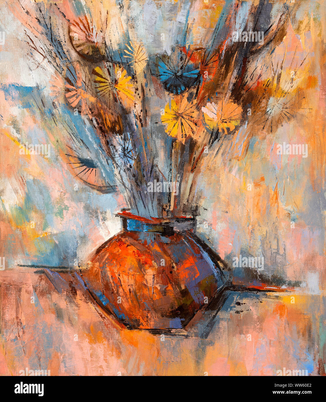 Oil painting abstract flower in hi-res stock photography and images - Alamy