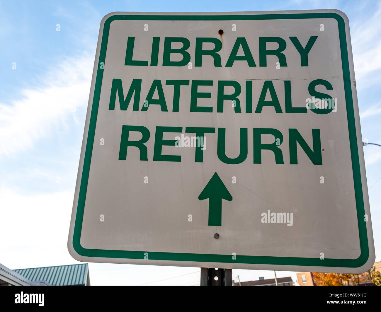 Library Informational Signs library information sign on the street Stock Photo - Alamy