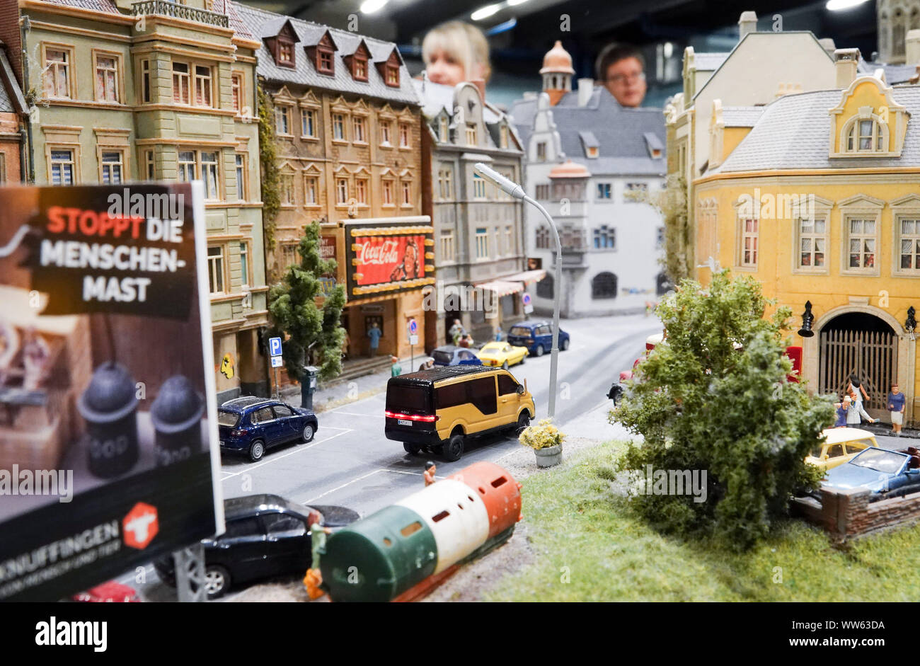 Hamburg, Germany. 12th Sep, 2019. A Moia model car drives through the streets of Knuffingen in Miniatur Wunderland. On Friday, the vehicle was inaugurated in Miniatur Wunderland at a press event. Credit: Christian Charisius/dpa/Alamy Live News Stock Photo