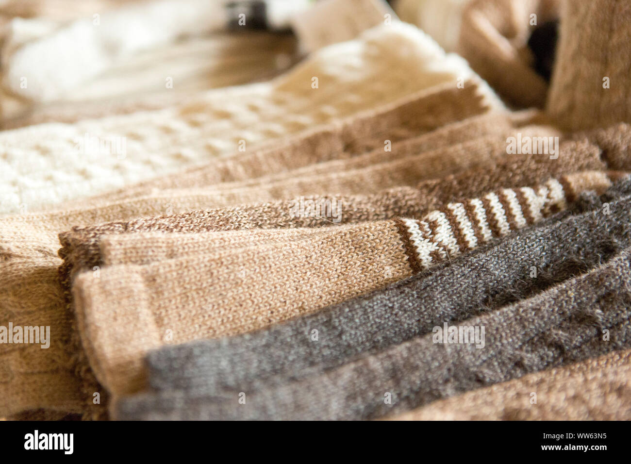 Knitwear made of alpaca wool, Wermsdorf, Saxony, Germany, close-up Stock Photo