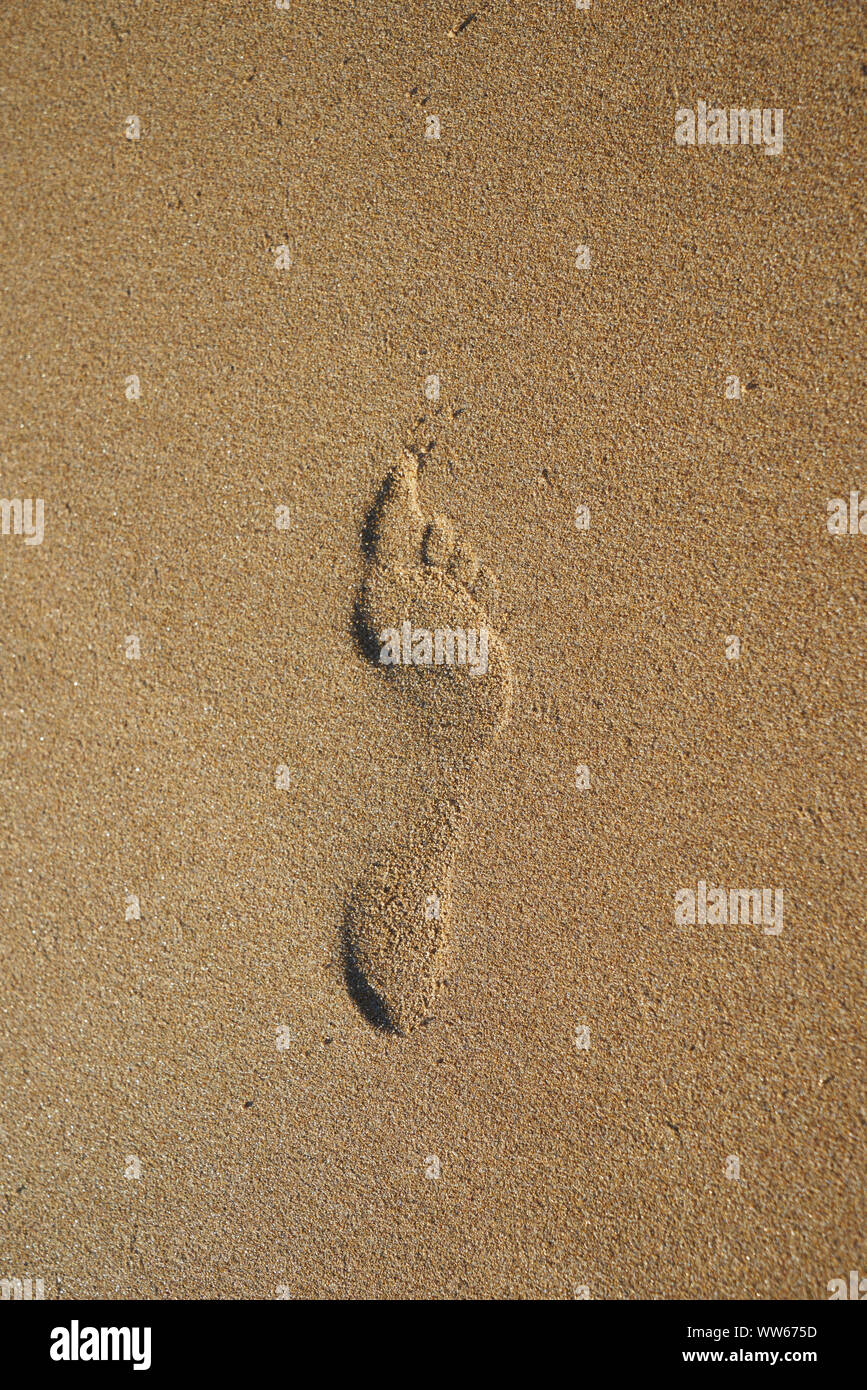 Footprints on the beach Stock Photo