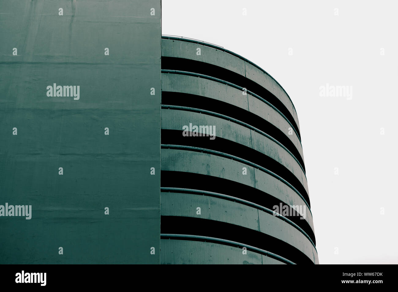 Concrete car park of the Messe Basel, sky, white, Stock Photo