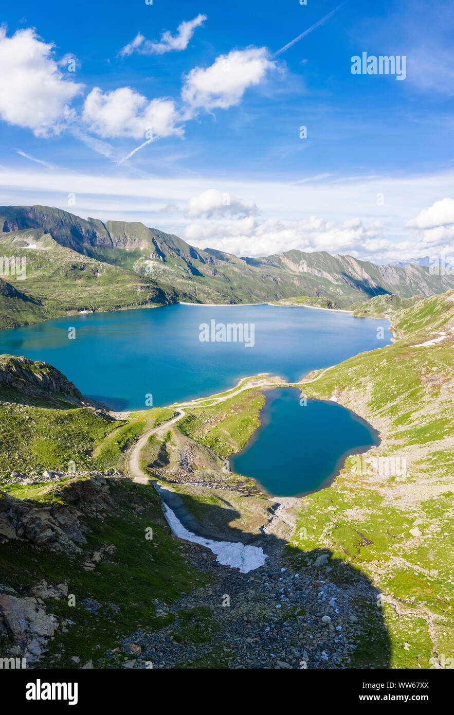 Aerial view of the Naret lake in Lavizzara Valley, Maggia Valley, Lepontine Alps, Canton Ticino, Switzerland. Stock Photo
