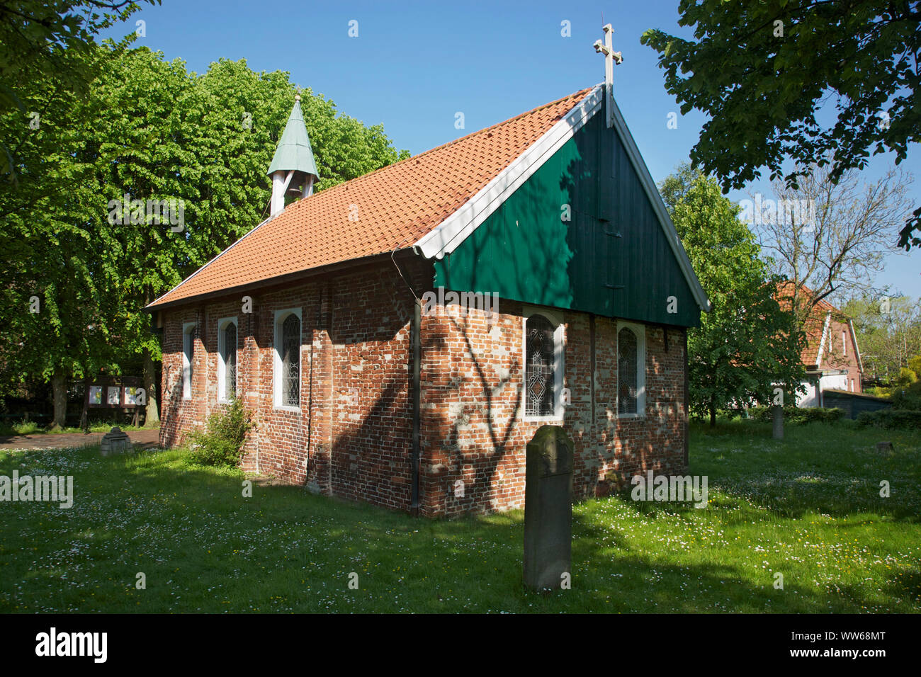 Old church in the village of the island Spiekeroog Stock Photo