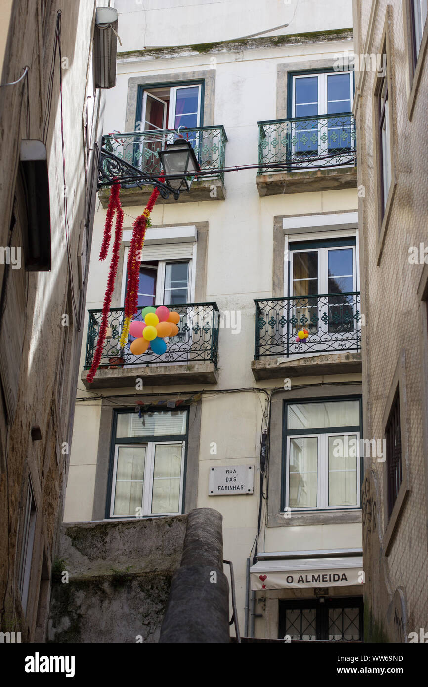 Detailed shots of the colorful lanes of Lisbon, Stock Photo