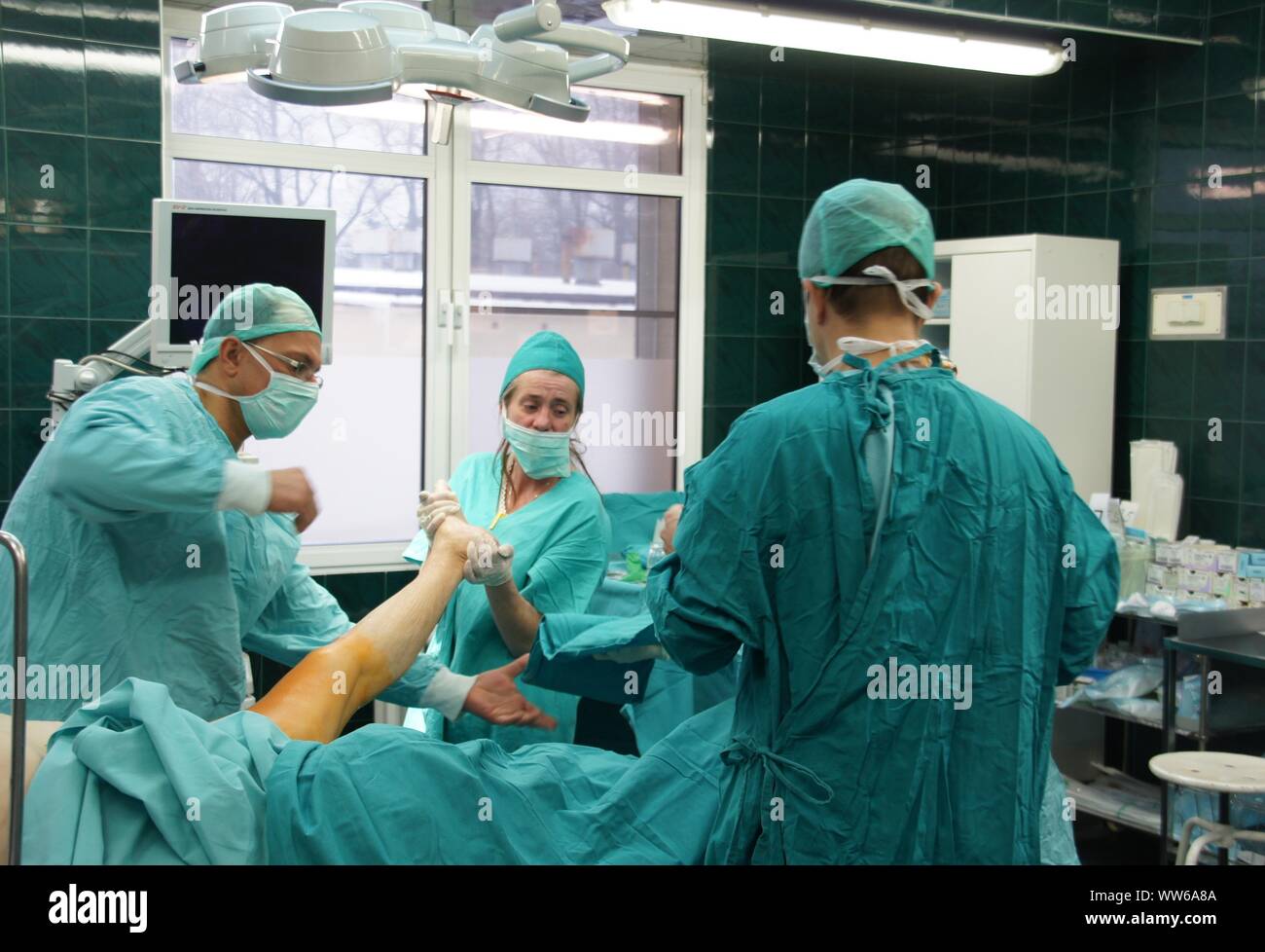 Lubin, Poland. 26th Feb, 2009. Municipal Hospital in Poland - an  anastomosis of the femur and a 62-year-old woman who got injured as a  result of slipping on a slippery pavement. The