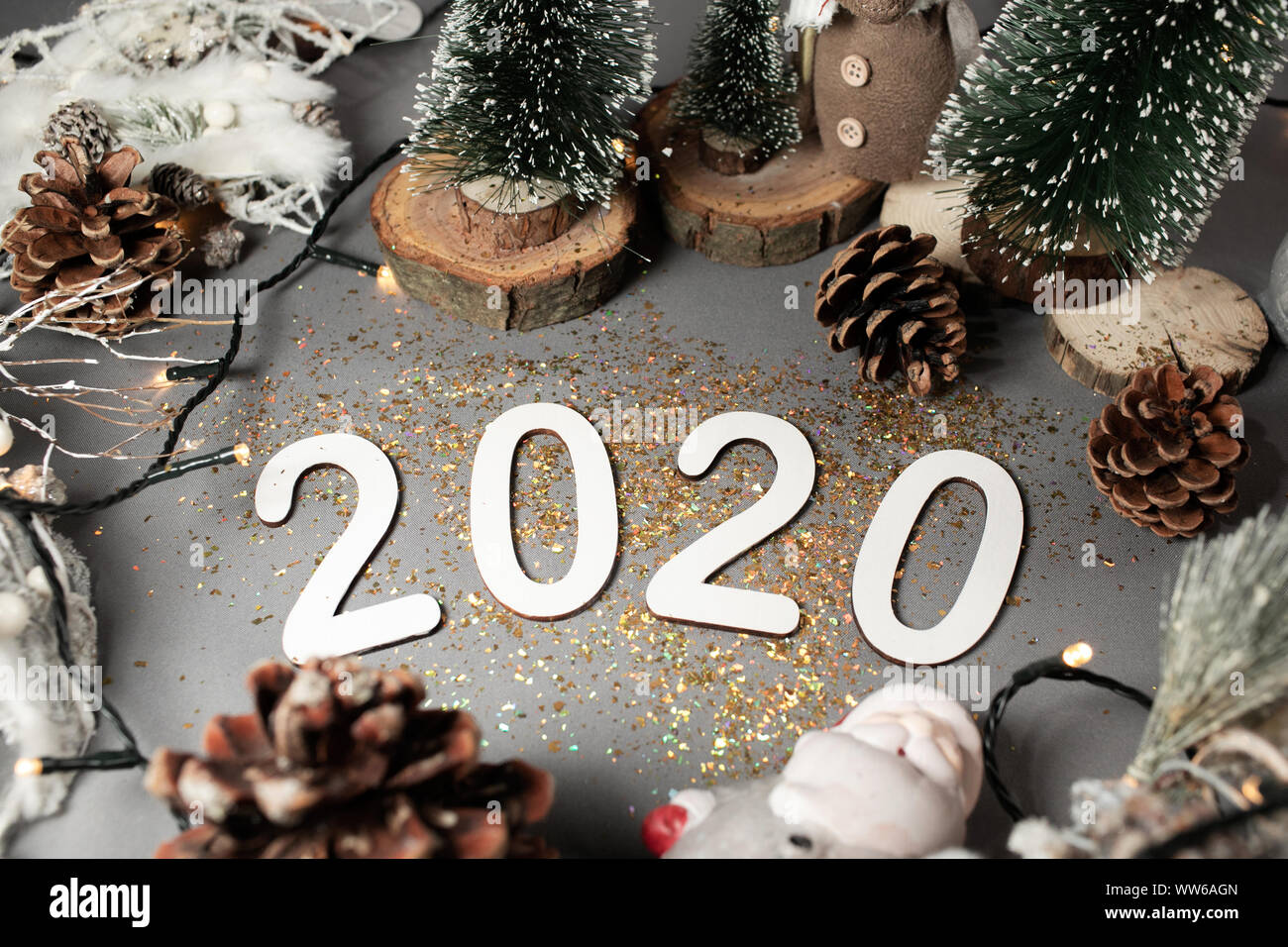 Happy New Year 2020. Symbol from number 2020 on gray background Stock ...