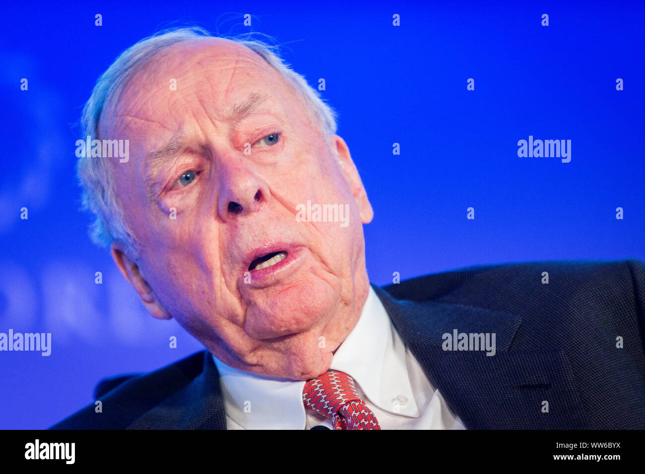 Businessman Thomas Boone Pickens Jr. (May 22, 1928 – September 11, 2019) at a Concordia conference in New York September 29th 2014. Pickens passed away in Dallas, Texas on September 11th 2019, aged 91. Stock Photo