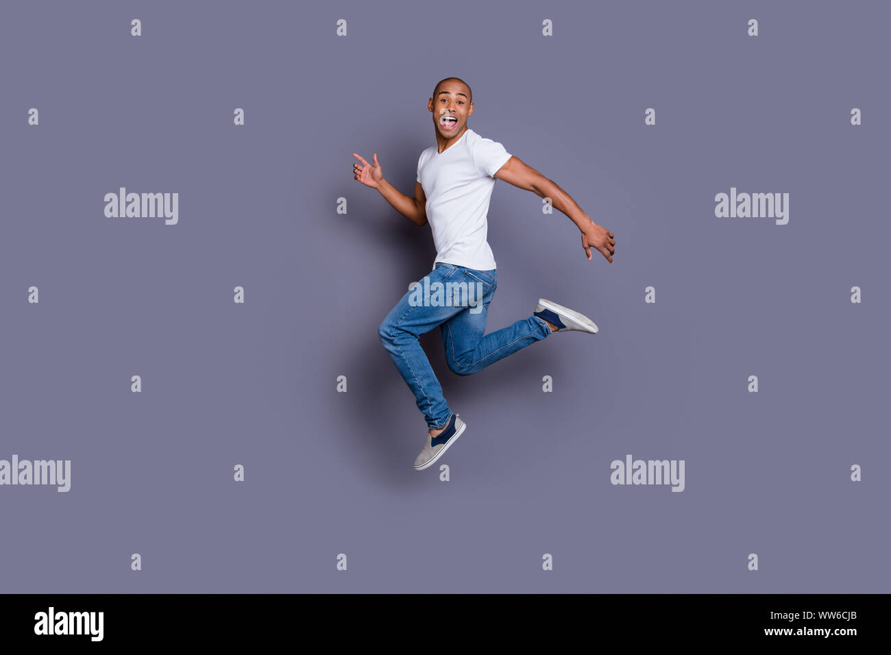 Full length body size portrait of his he nice cool handsome attractive ...