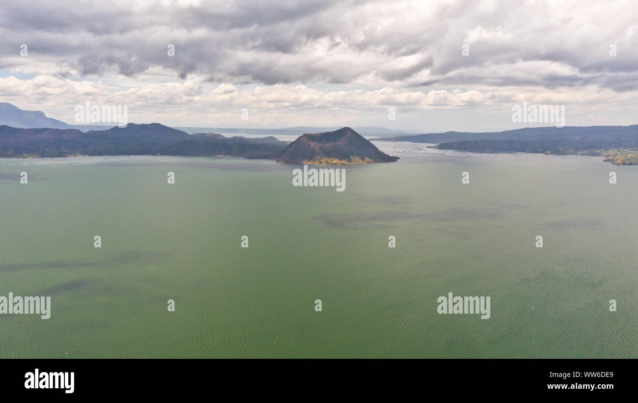 Taal Volcano in lake. Tagaytay, Philippines. Landscape with a volcano and islands. Stock Photo
