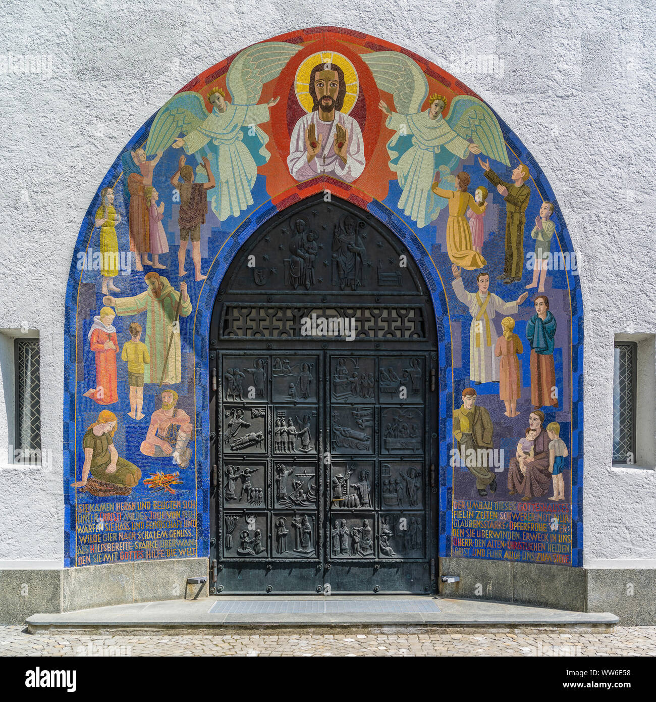 Decorated church portal of St. Nicholas Church in Wil, St. Gallen Stock ...