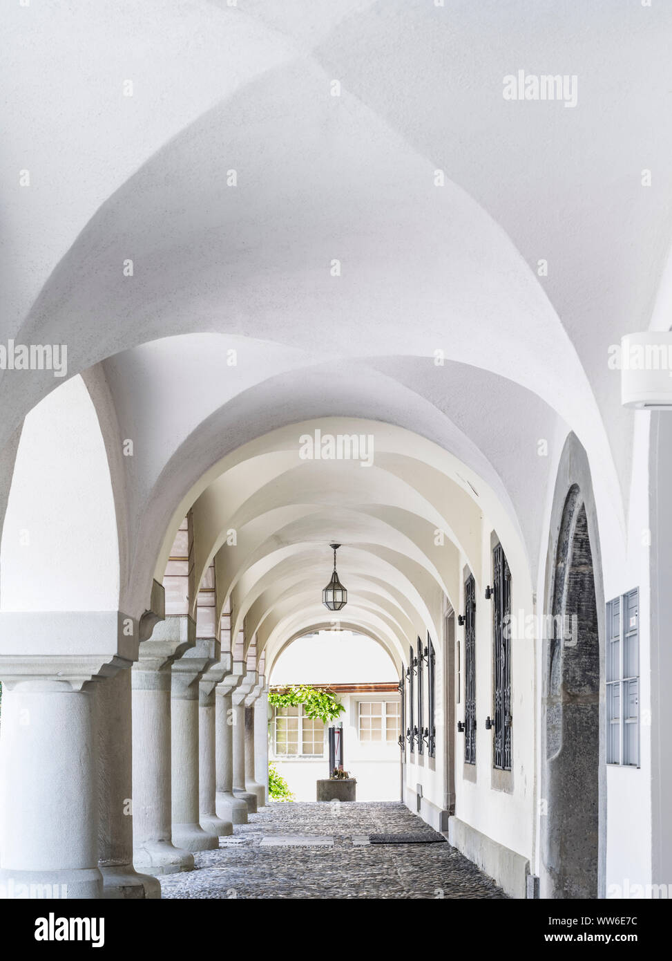 Arcades in the old town of Wil, St. Gallen Stock Photo