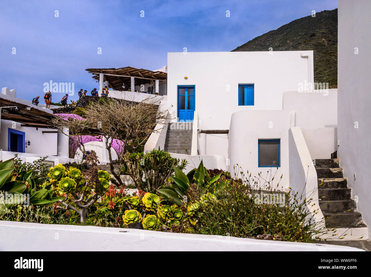 Italy, Sicily, Aeolian Islands, Stromboli, Ginostra, typical house, Casa Blu Stock Photo