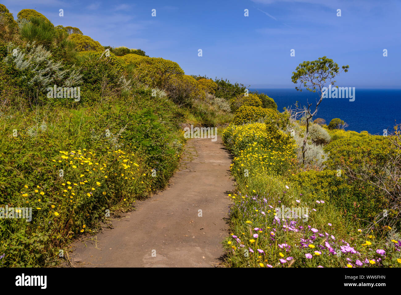 Italy, Sicily, Aeolian Islands, Stromboli, hiking trail to Sciara del Fuoco Stock Photo