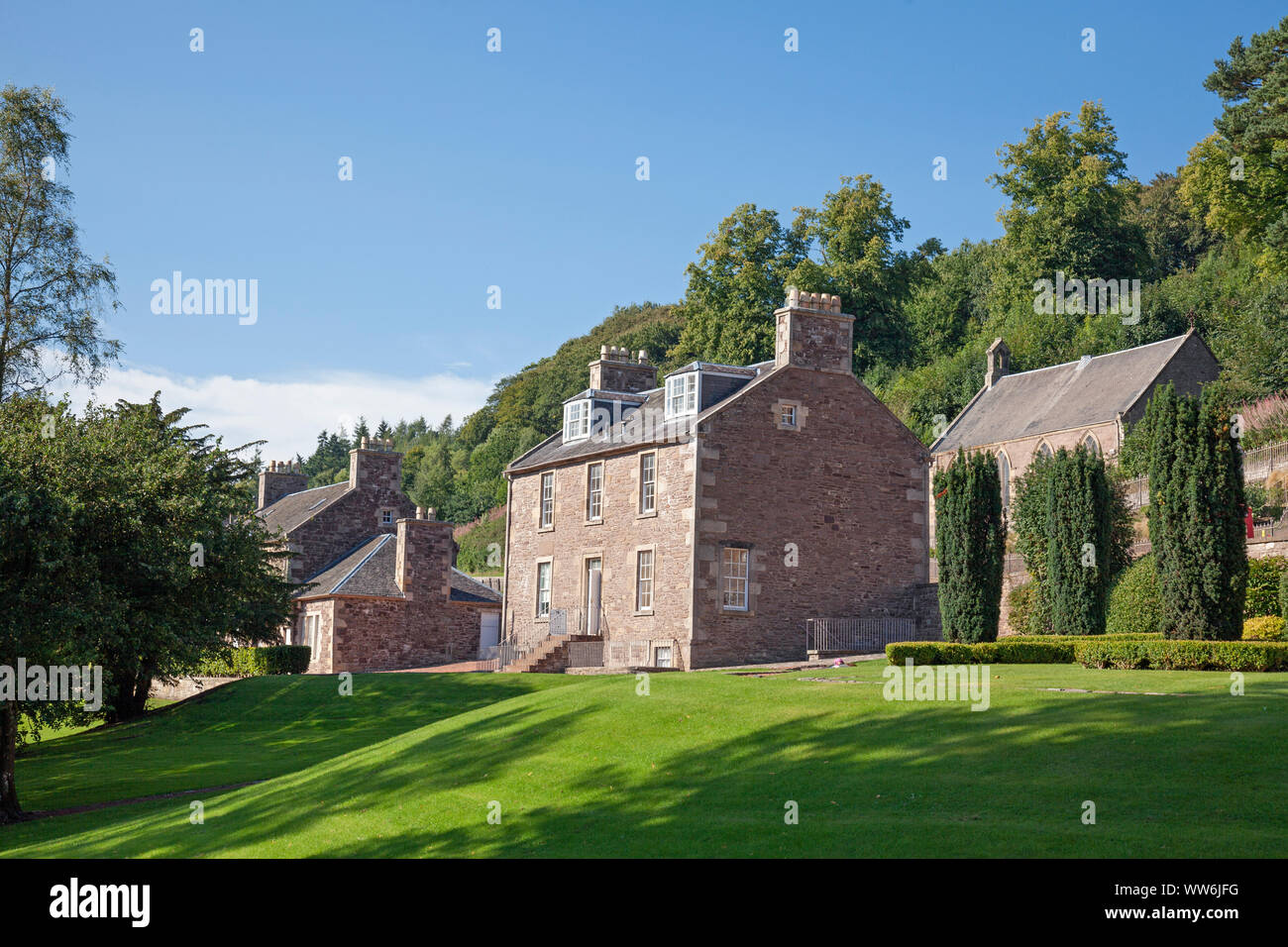 UK, Scotland, Lanarkshire, New Lanark, Owen's House Stock Photo