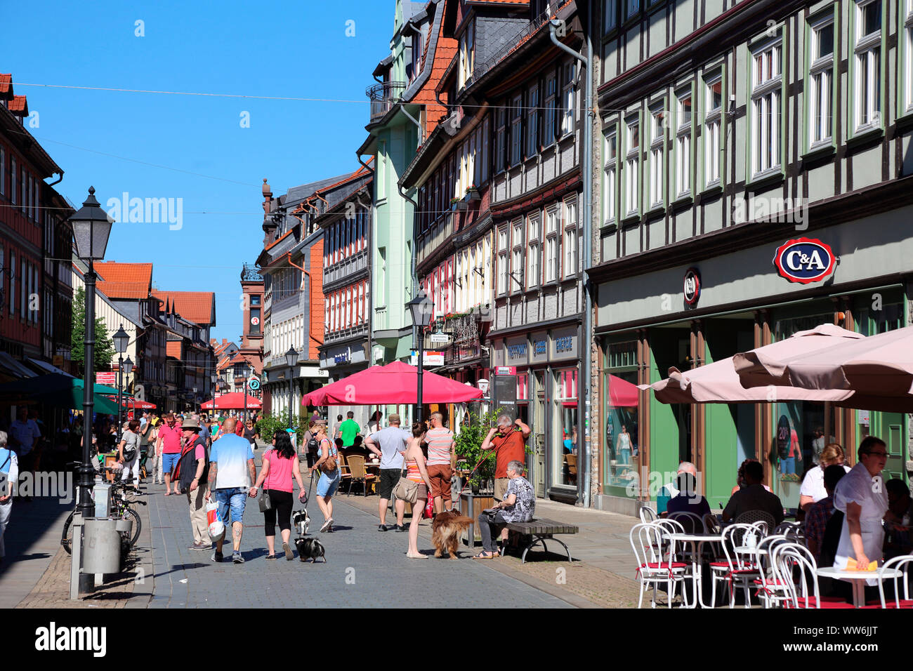 Germany, Saxony-Anhalt, Wernigerode, pedestrian zone Stock Photo