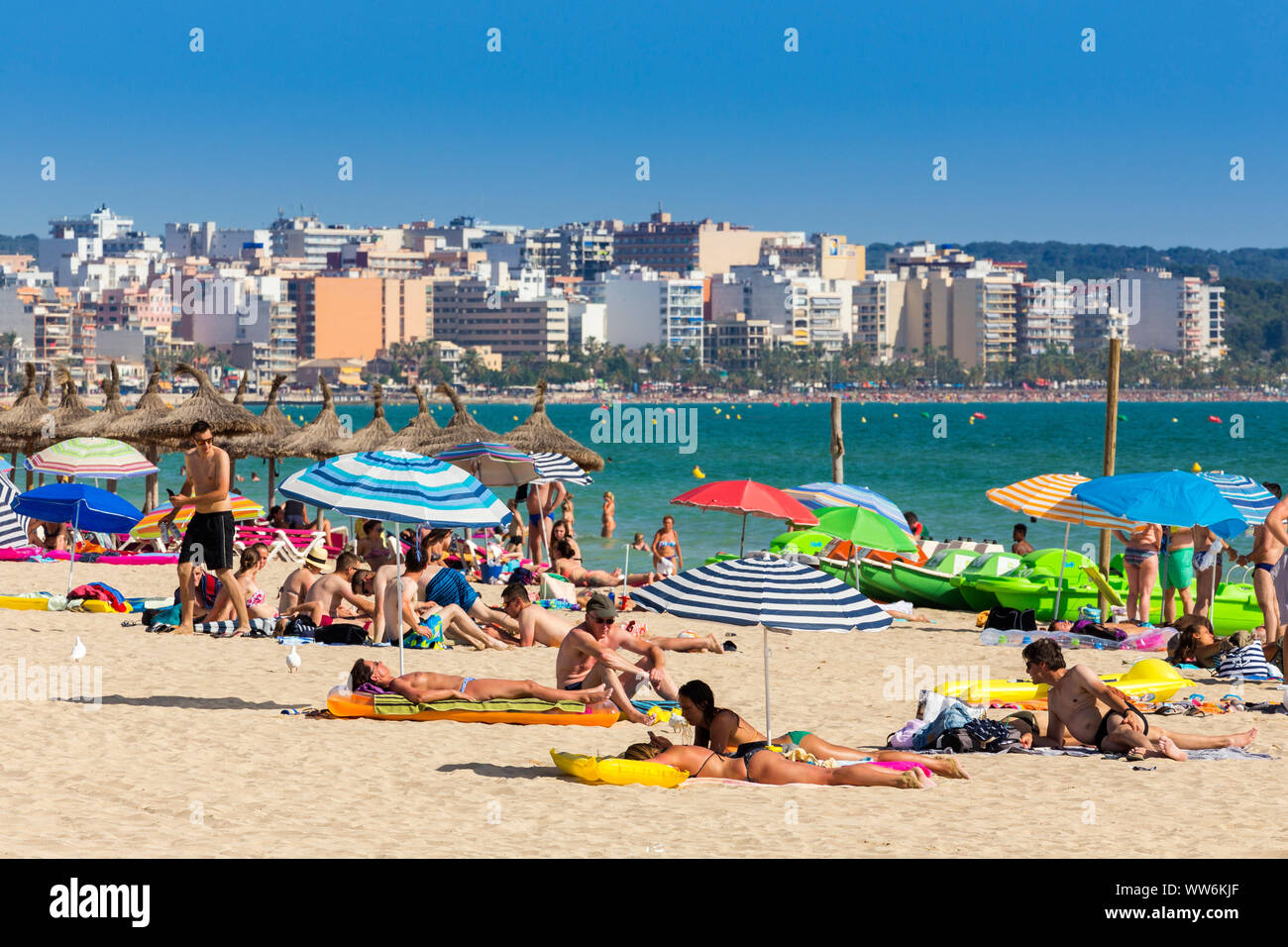 Platja de Palma, Majorca, Mediterranean Sea, Balearic Islands, Spain, Southern Europe Stock Photo