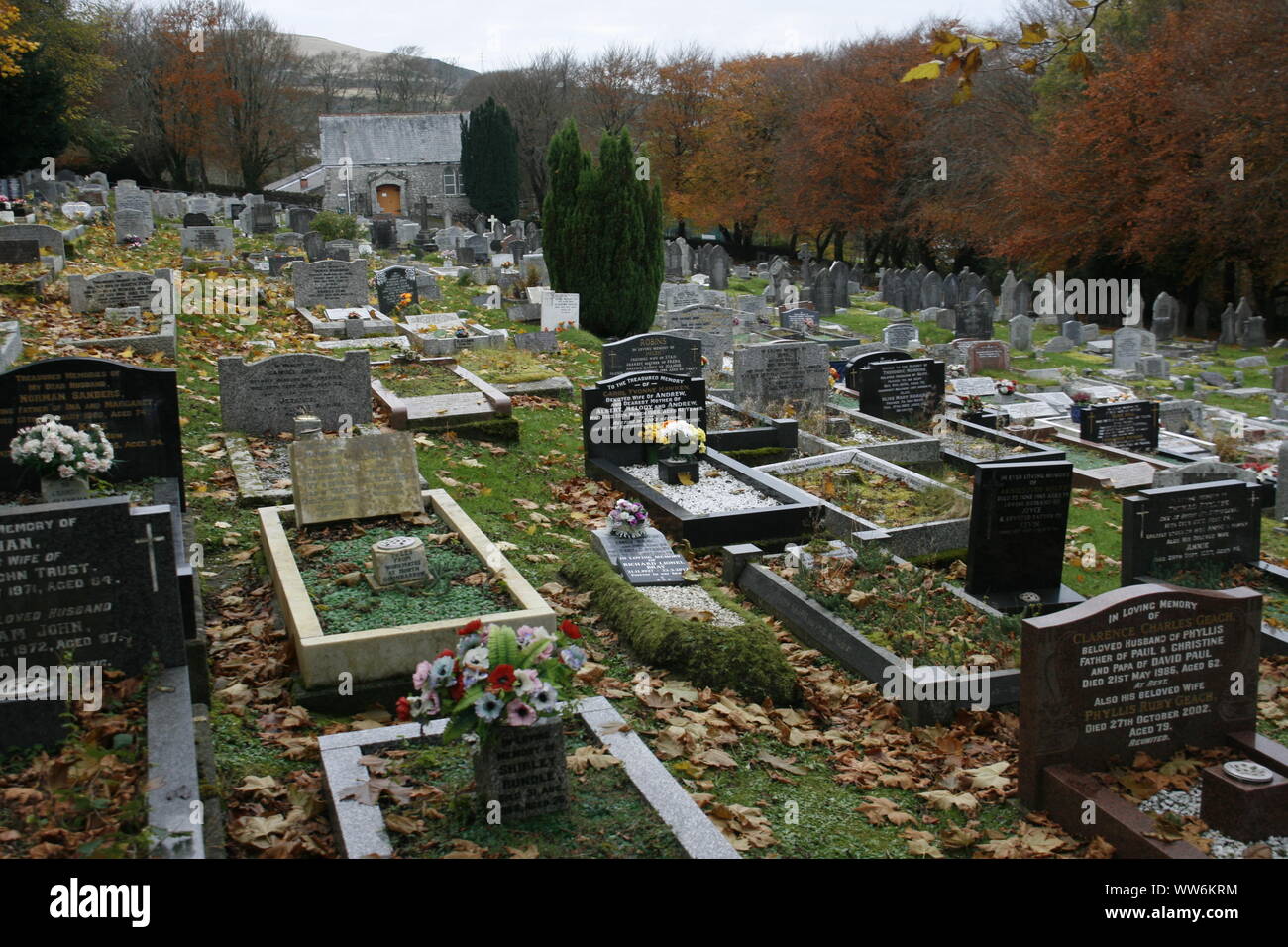 Treverbyn Cemetery, Bugle, Cornwall Stock Photo