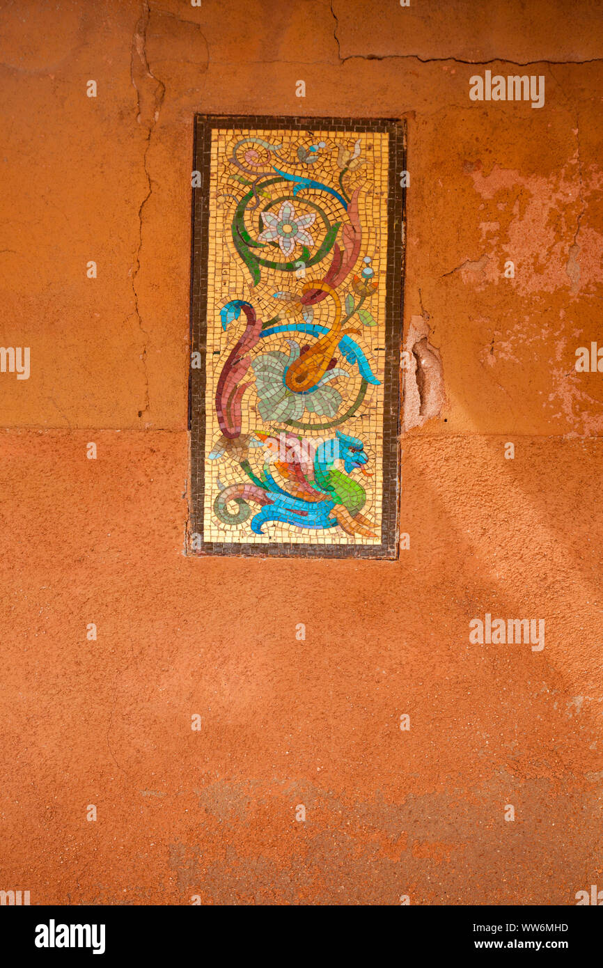 Mosaic panel on a house wall in Murano Stock Photo