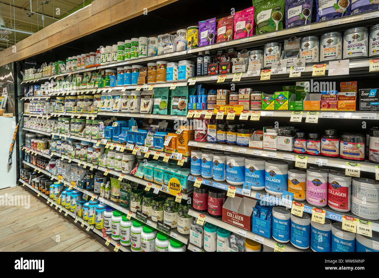 Vitamin Aisle American Food Store Stock Photo