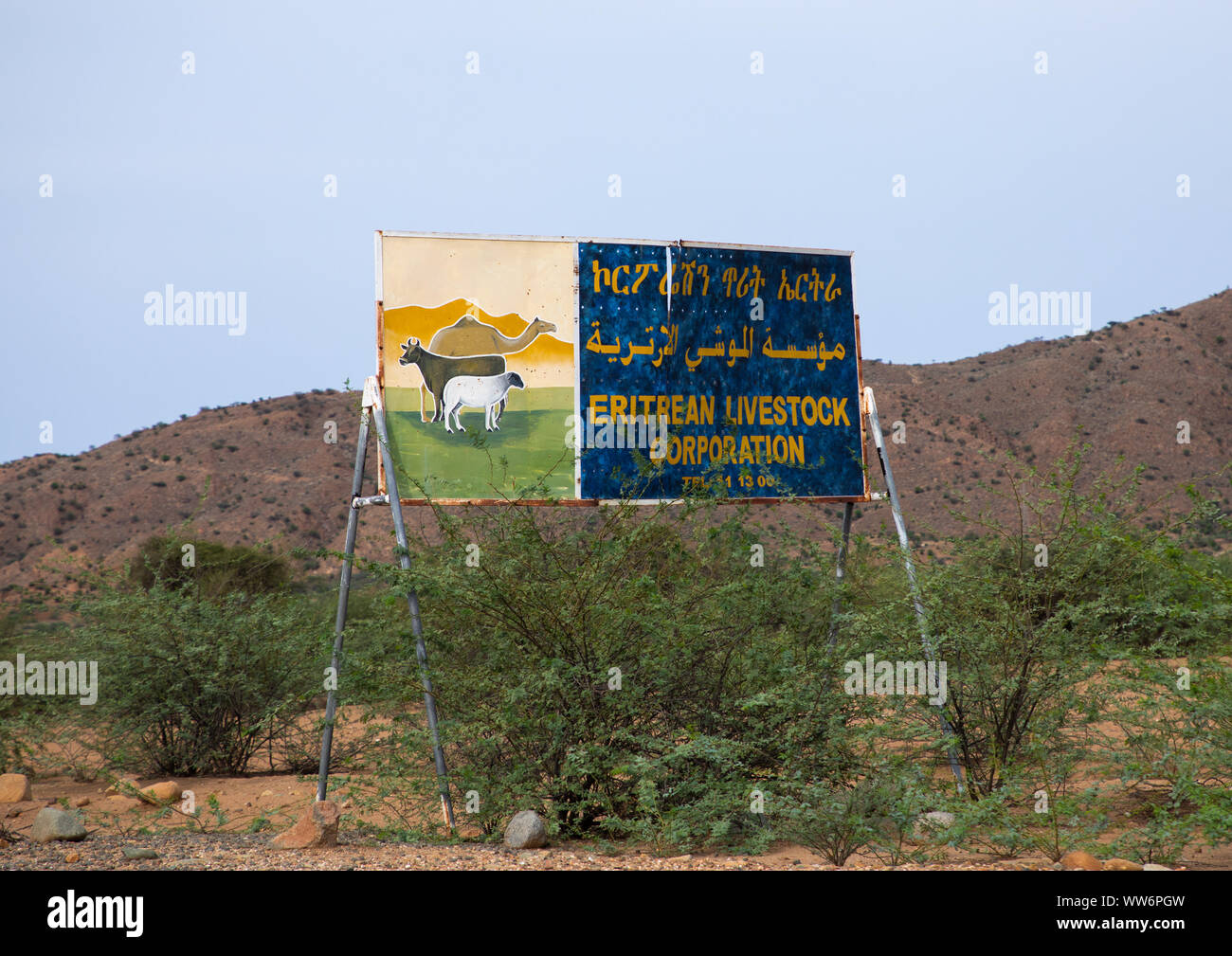 Billboard for eritrean livestock corporation, Northern Red Sea, Massawa, Eritrea Stock Photo