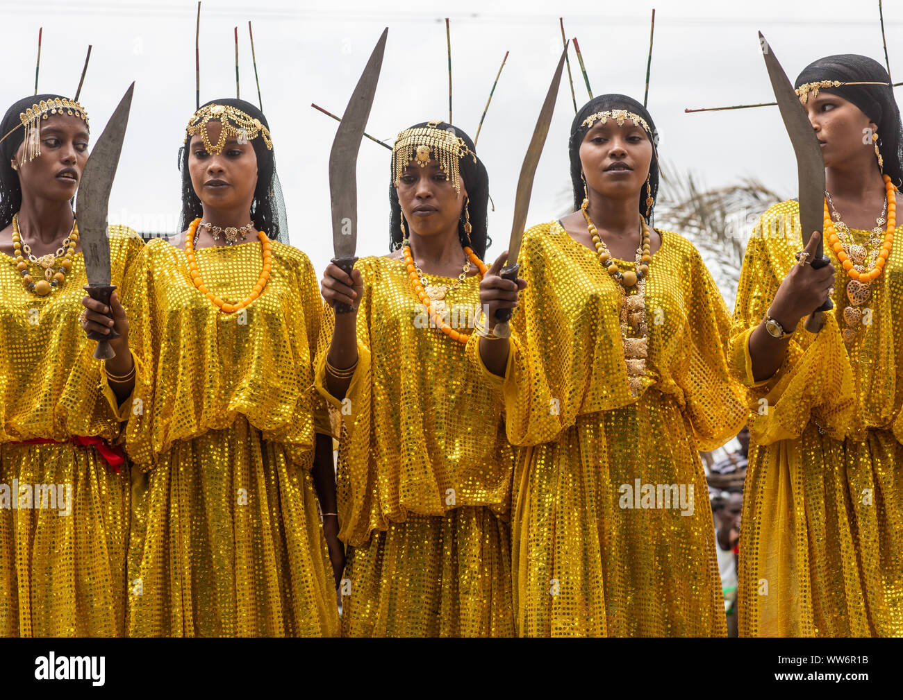 Afar tribe women dancing with a jile knife during expo festival