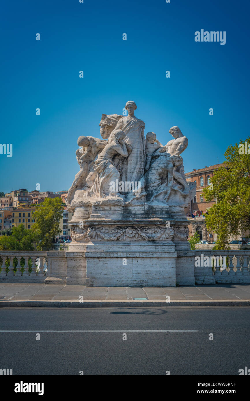 Allegorical group of the Ponte Vittorio Emanuel II in Rome, Italy Stock Photo