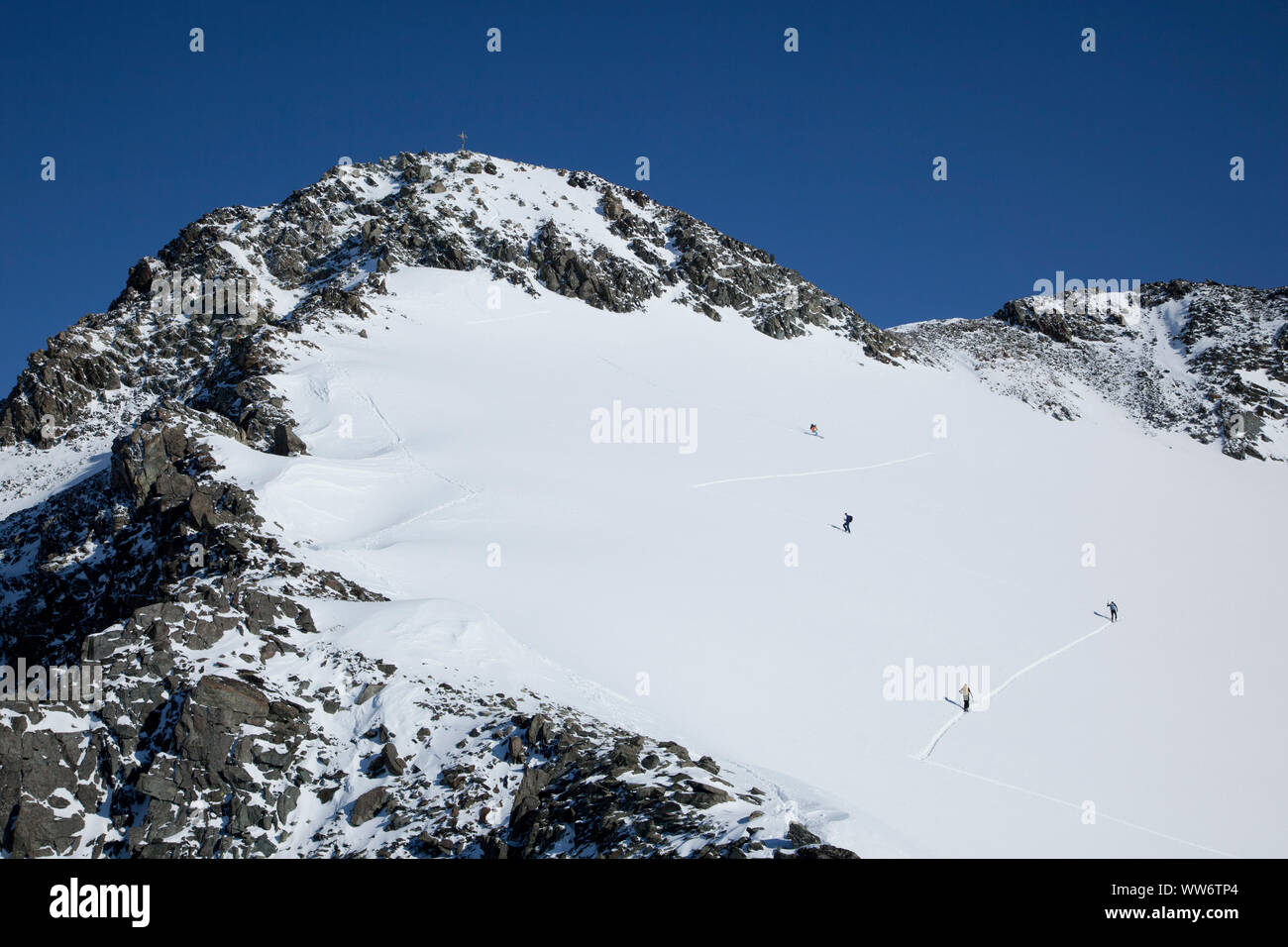 Skitour Ruderhofspitze, Stubai Alps, Tyrol, Austria Stock Photo