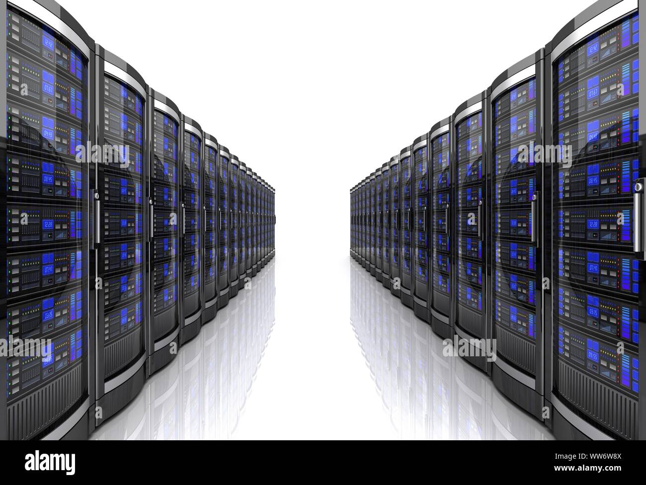 network workstation servers 3d illustration isolated on white ...