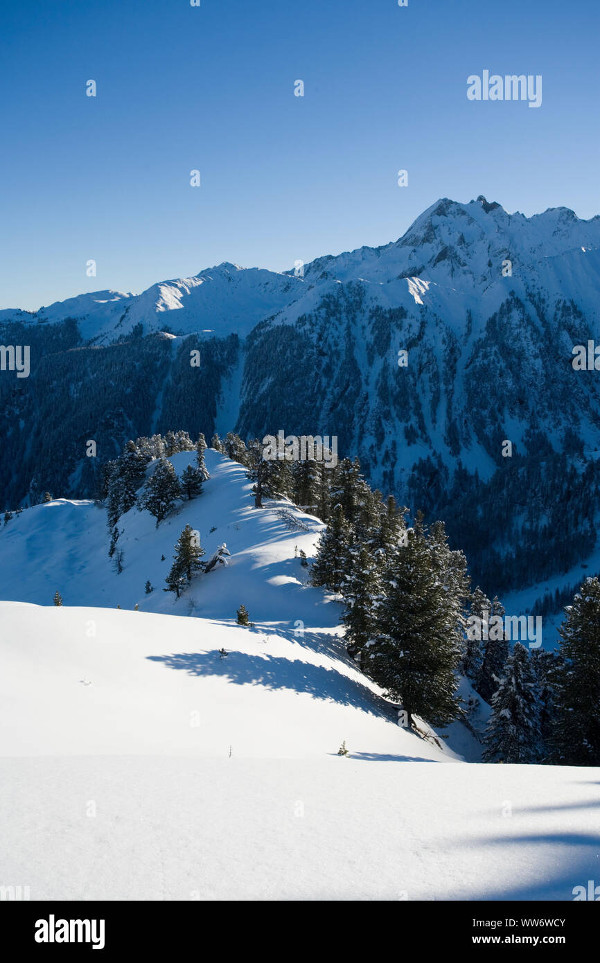 View from Torhelm on the Wildkarspitze, Zillertal Alps, Tyrol, Austria Stock Photo