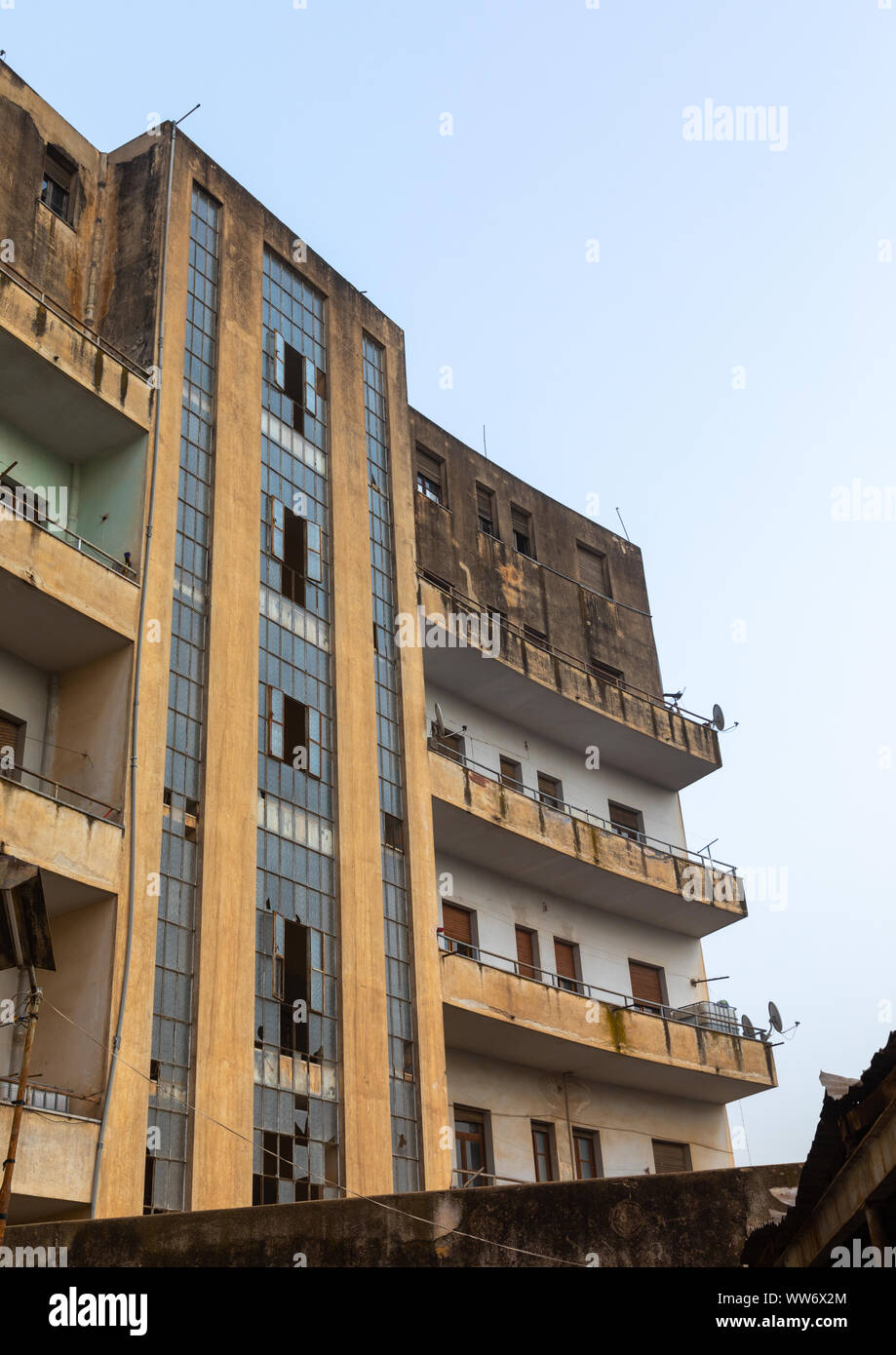 Old apartments building from the italian colonial times, Central region, Asmara, Eritrea Stock