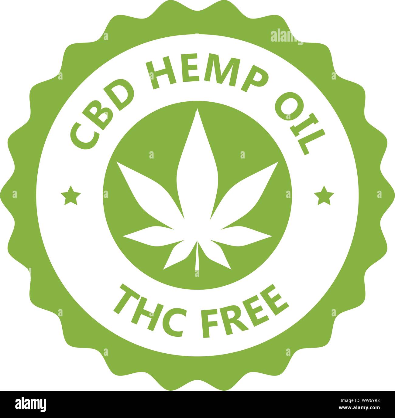 CBD hamp oil label, THC free icon, marijuana oil label Stock Vector