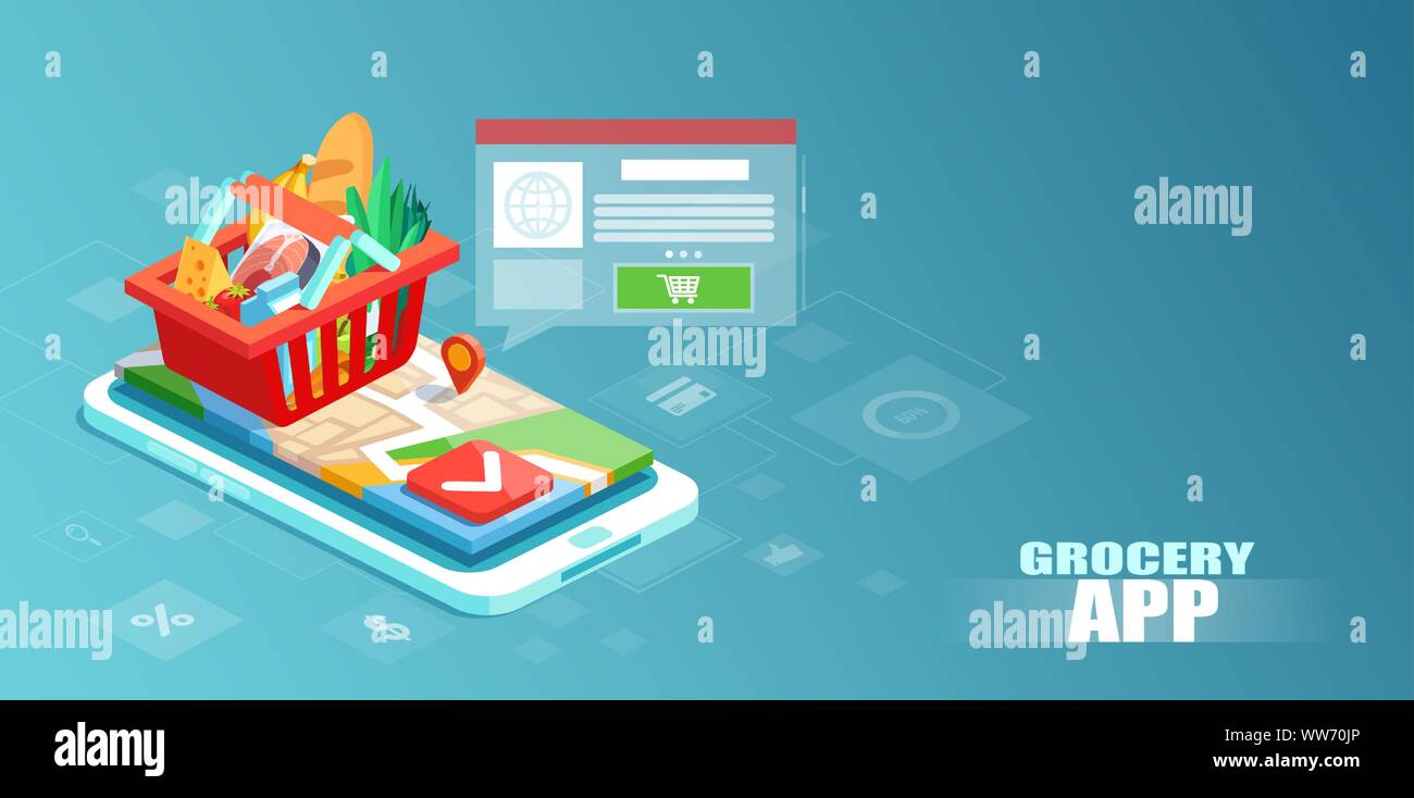 Mobile grocery shopping Stock Vector Images Alamy