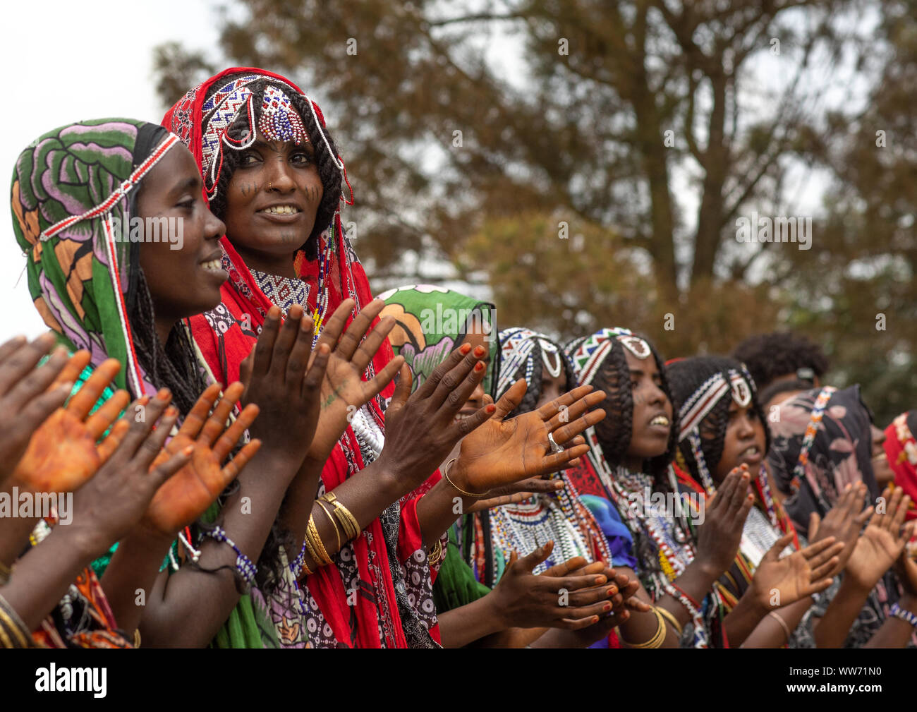 Afar tribe women dancing during expo festival, Central region, Asmara