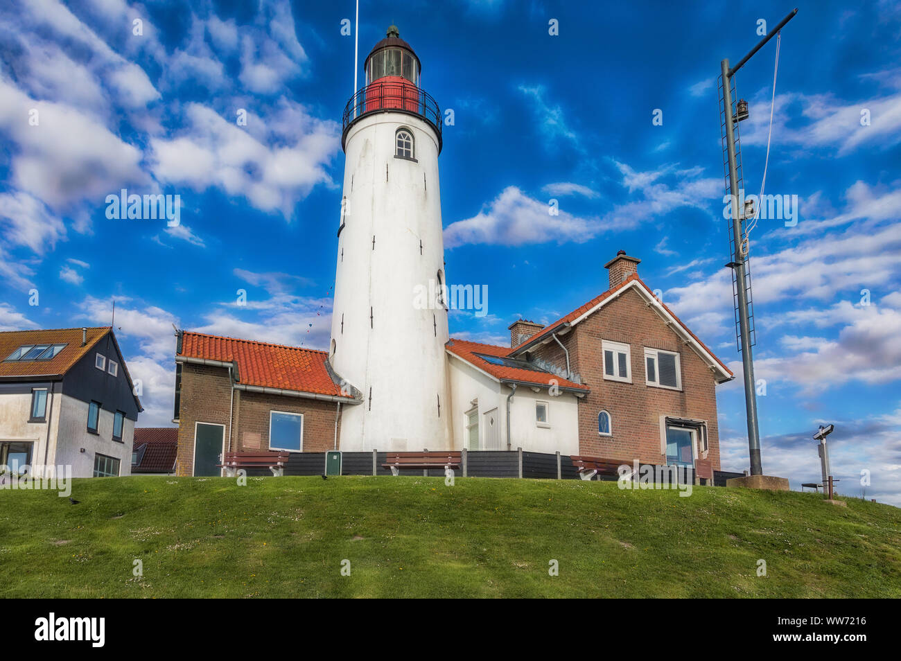 Close-up of the lighthouse of Urk at the Dutch Ijsselmeer. Stock Photo