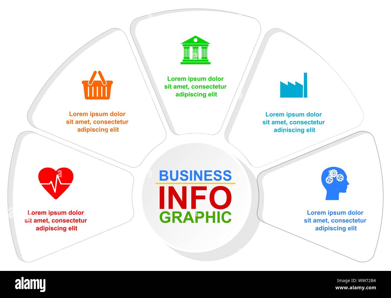 Flat design business vector circular infographic template for ...