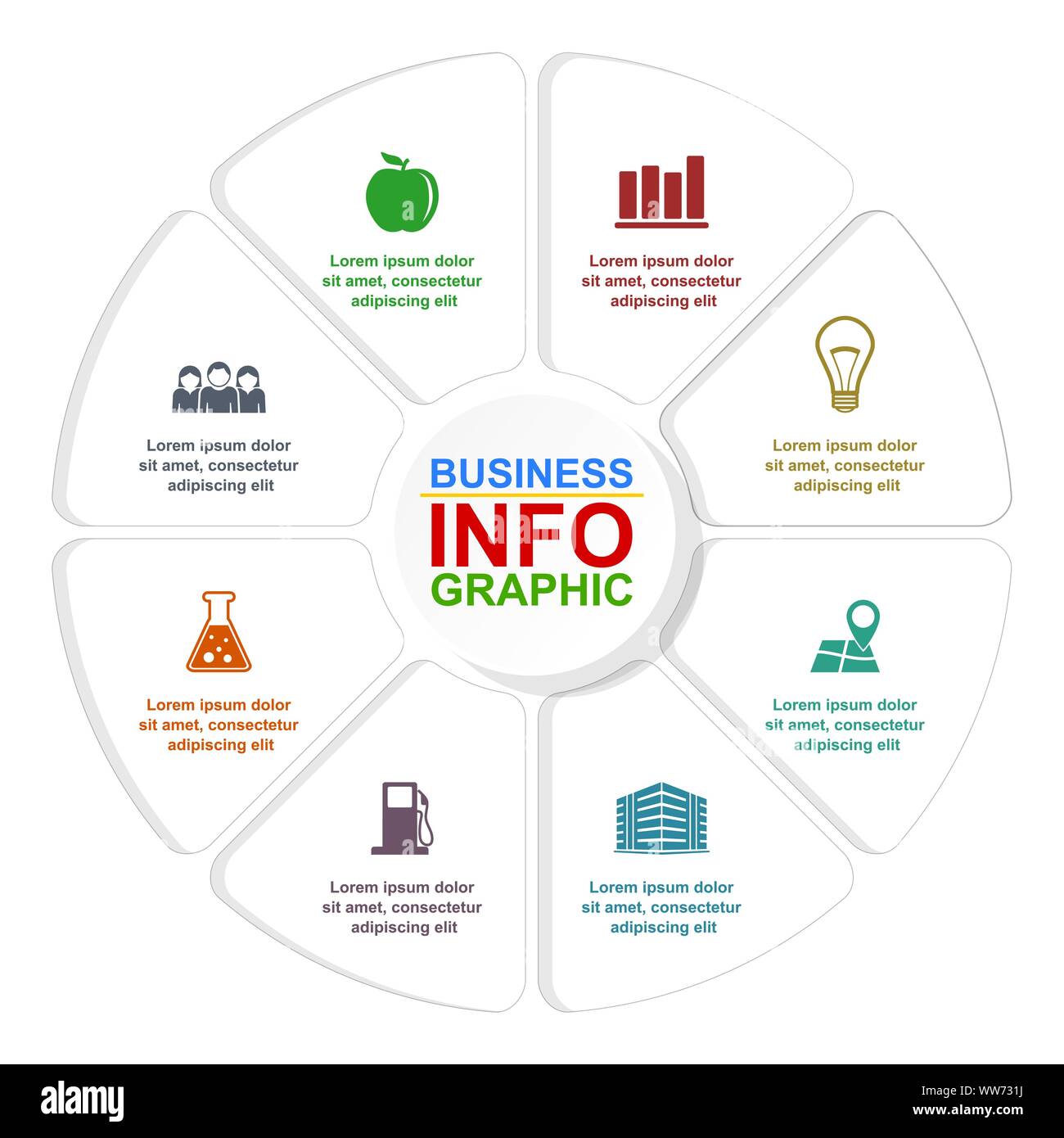 Business vector circular infographic template for presentation in 8 ...
