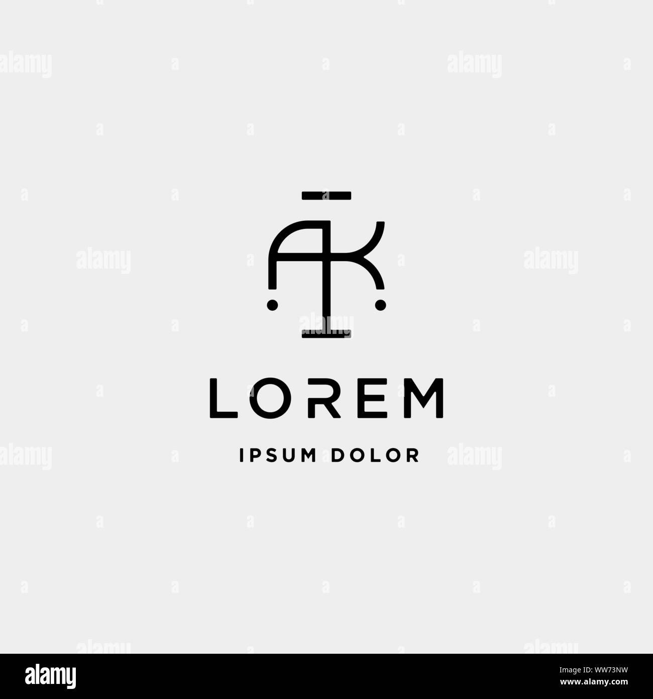 AK K Letter Linked Luxury Premium Logo Vector Stock Vector