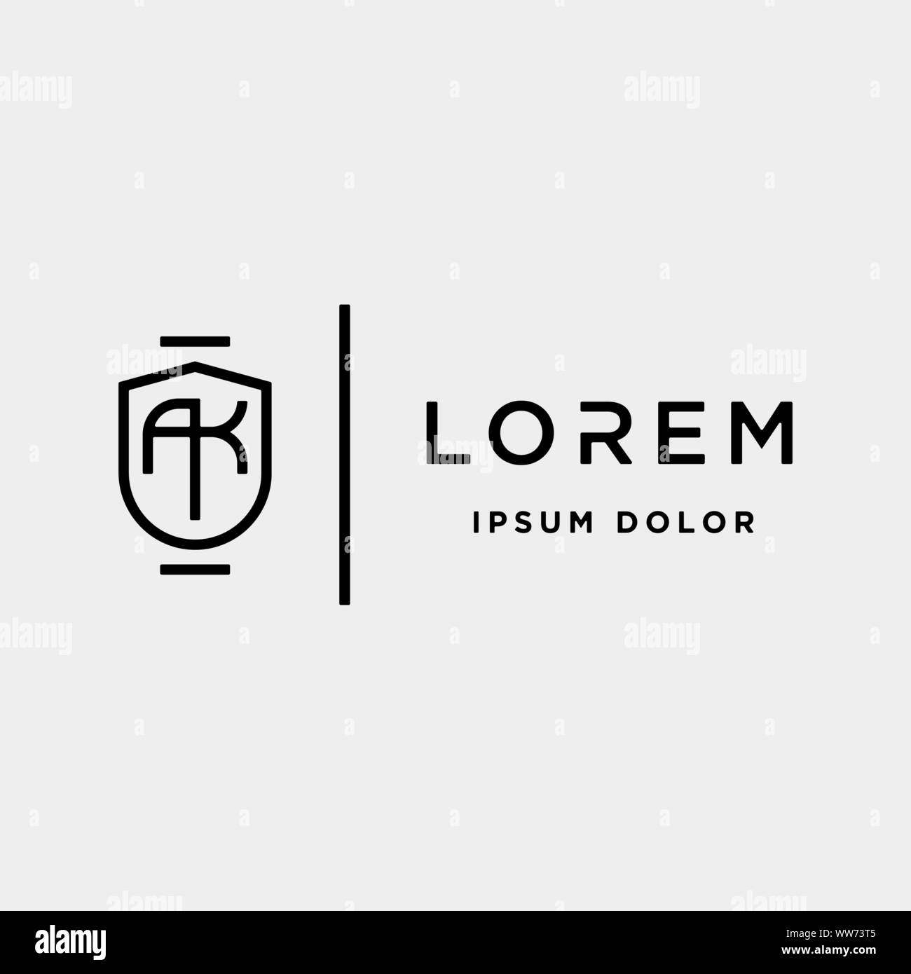 AK K Letter Linked Luxury Premium Logo Vector Stock Vector