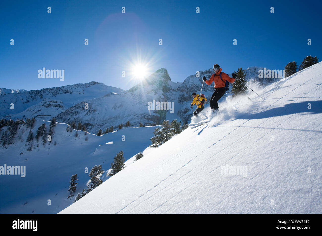 Ski touring slope at Torhelm, Zillertal Alps, Tyrol, Austria Stock Photo